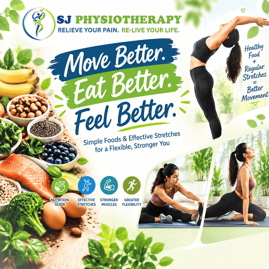 Foods and Stretches for muscle flexibility